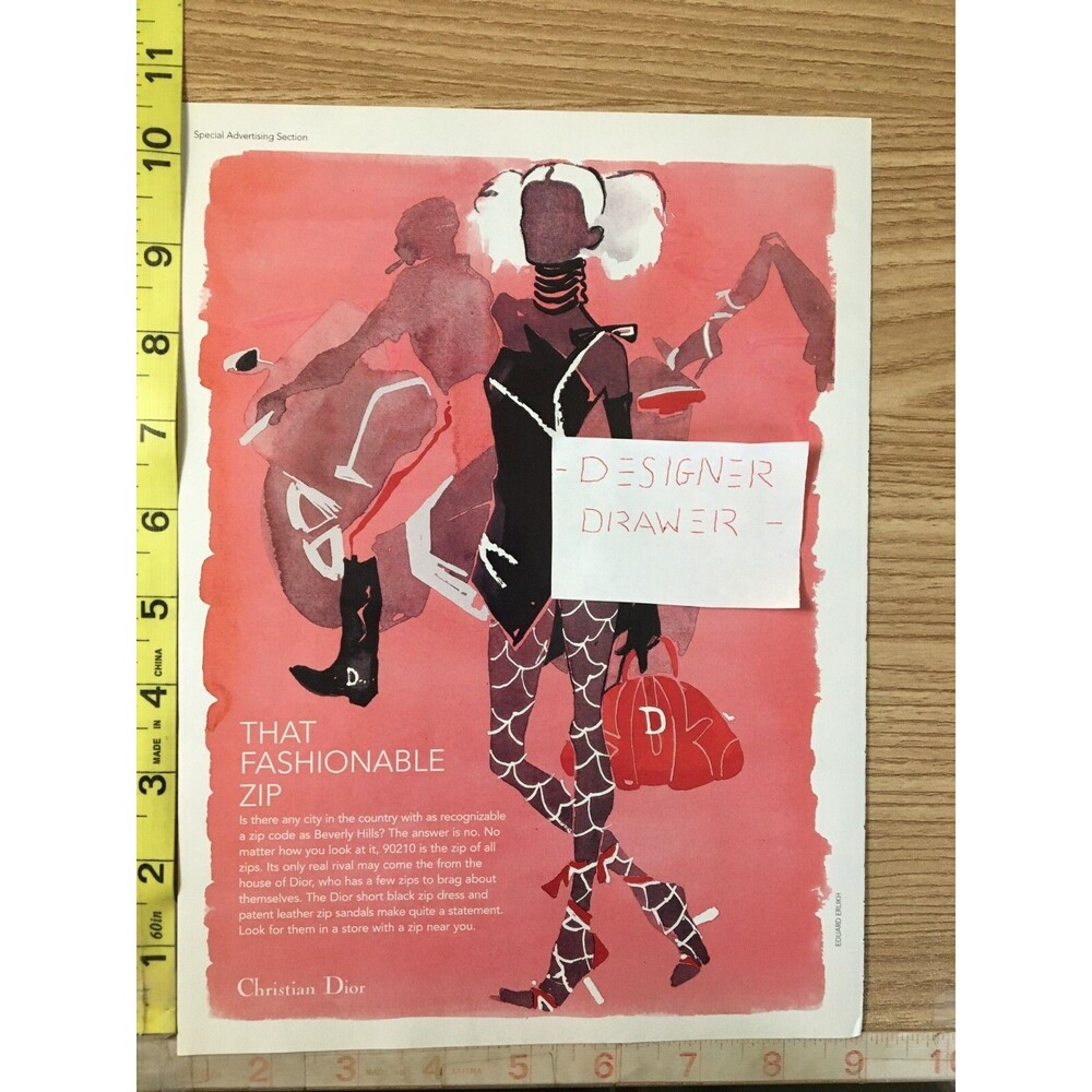 Christian Dior Fashions 2001 Campaign Illustrated Paper Print Advertisement